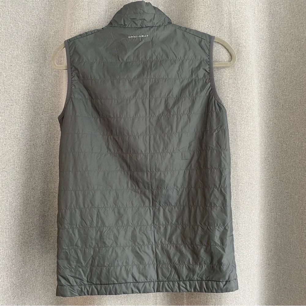 Columbia Omni Heat Kids Gray Puffer Vest with Blue Zipper L